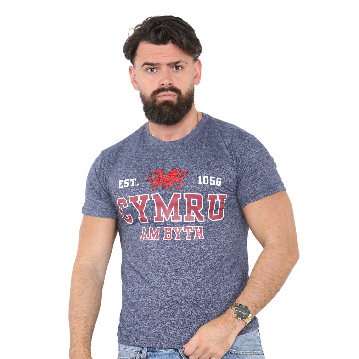 Men's Established 1056 Cymru Am Byth Welsh T-Shirt