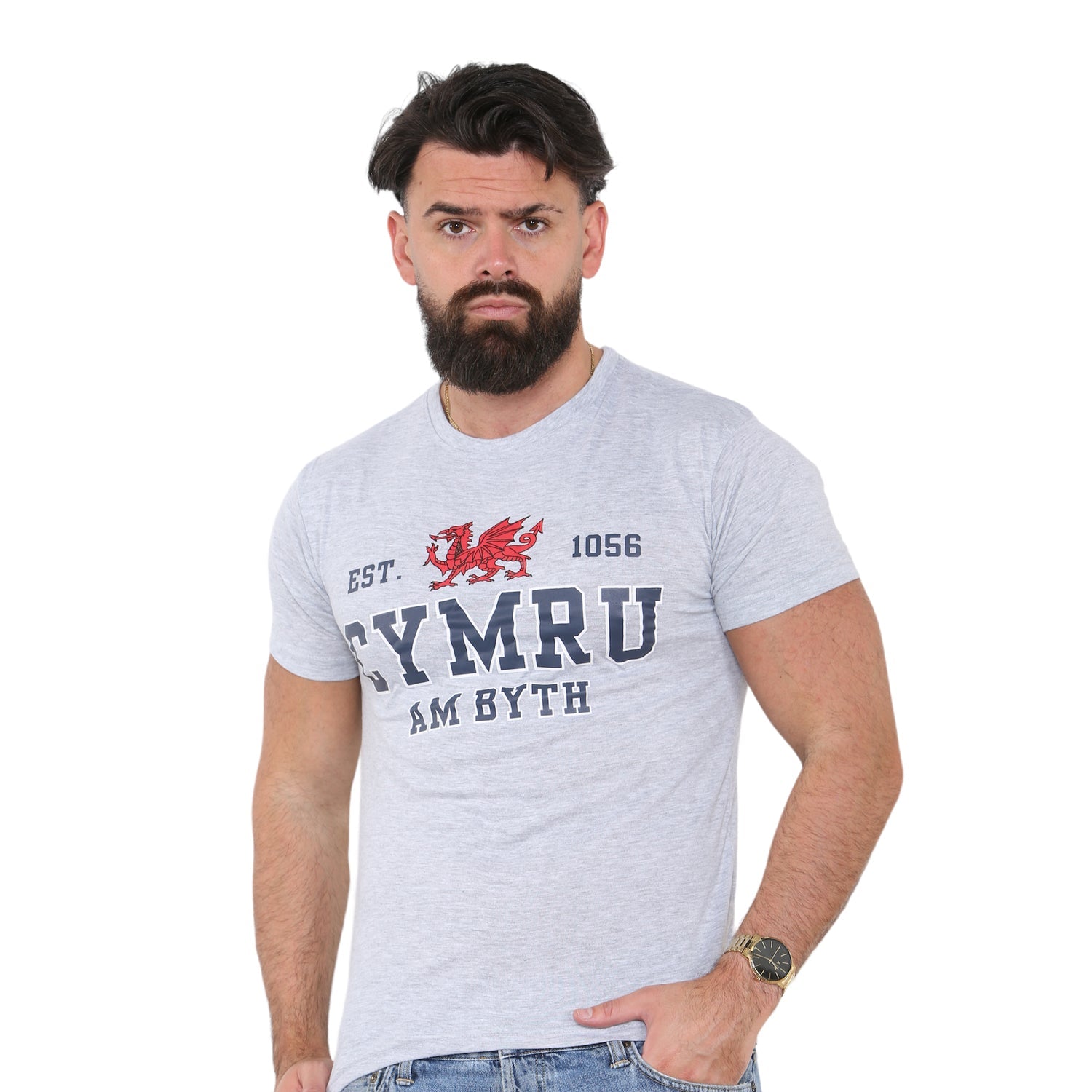 Men's Established 1056 Cymru Am Byth Welsh T-Shirt