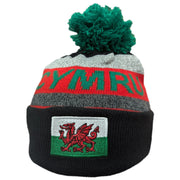 Adults Cymru Black Welsh Bobble Hat