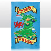 Cyrmu Wales Map Design Tea towel