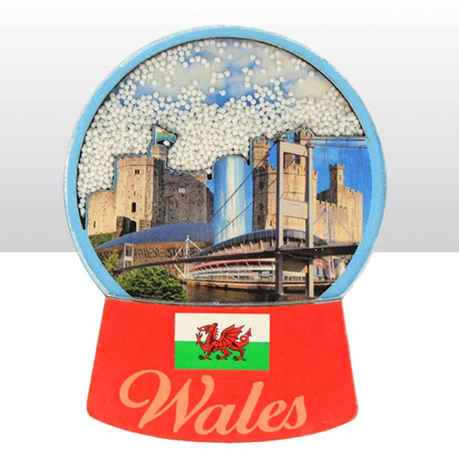 Wales Snowglobe Wood Magnet