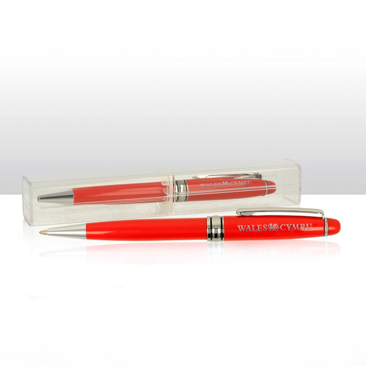 Wales Silver Printed Ballpoint Pen in Clear Case