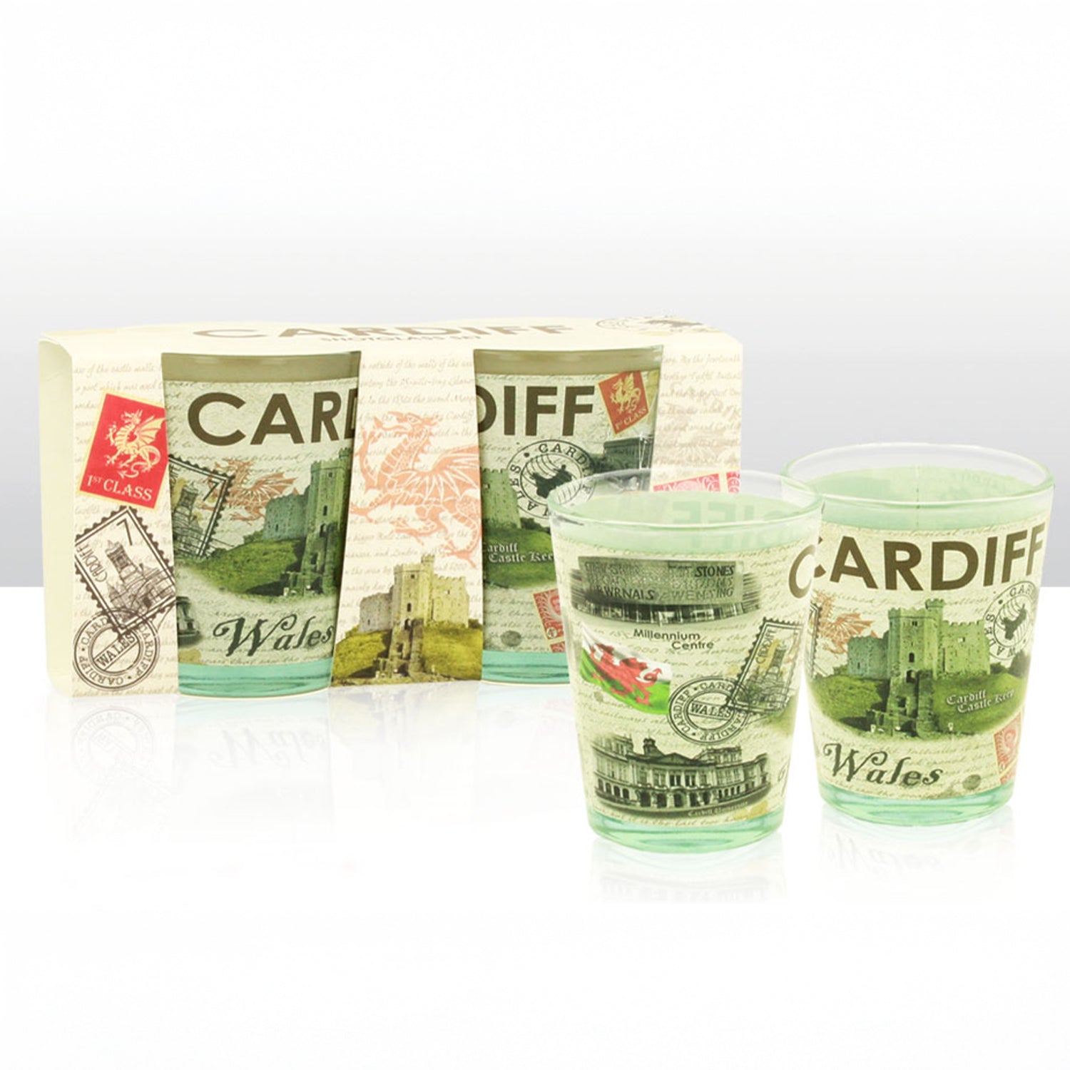 Cardiff Collage Shot Glass Set of 2