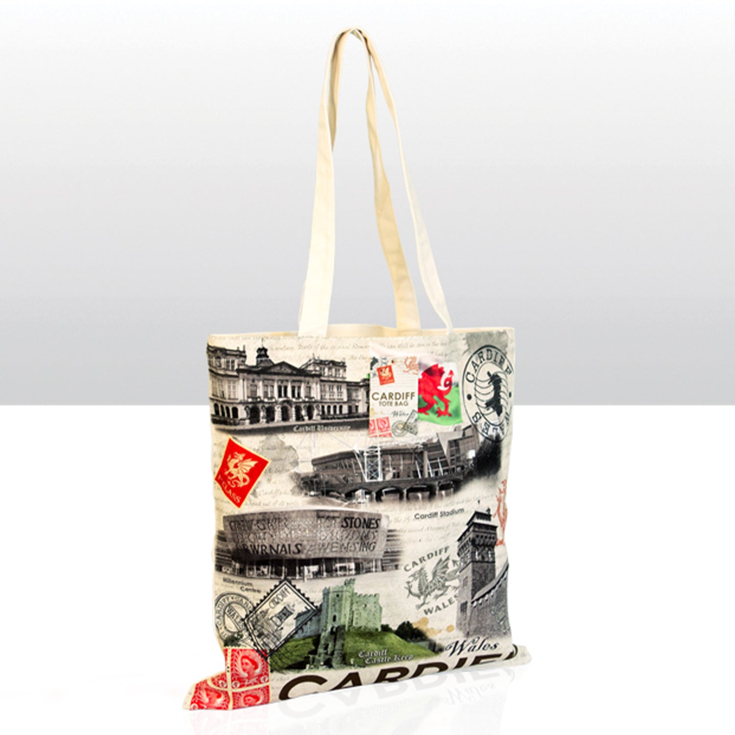 Cardiff Collage Cotton Tote Bag