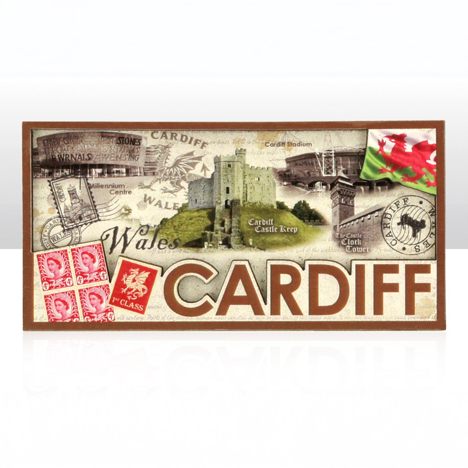 Cardiff Collage Wooden Layered Magnet