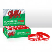 Wales Lettering Red Silicone Wristband