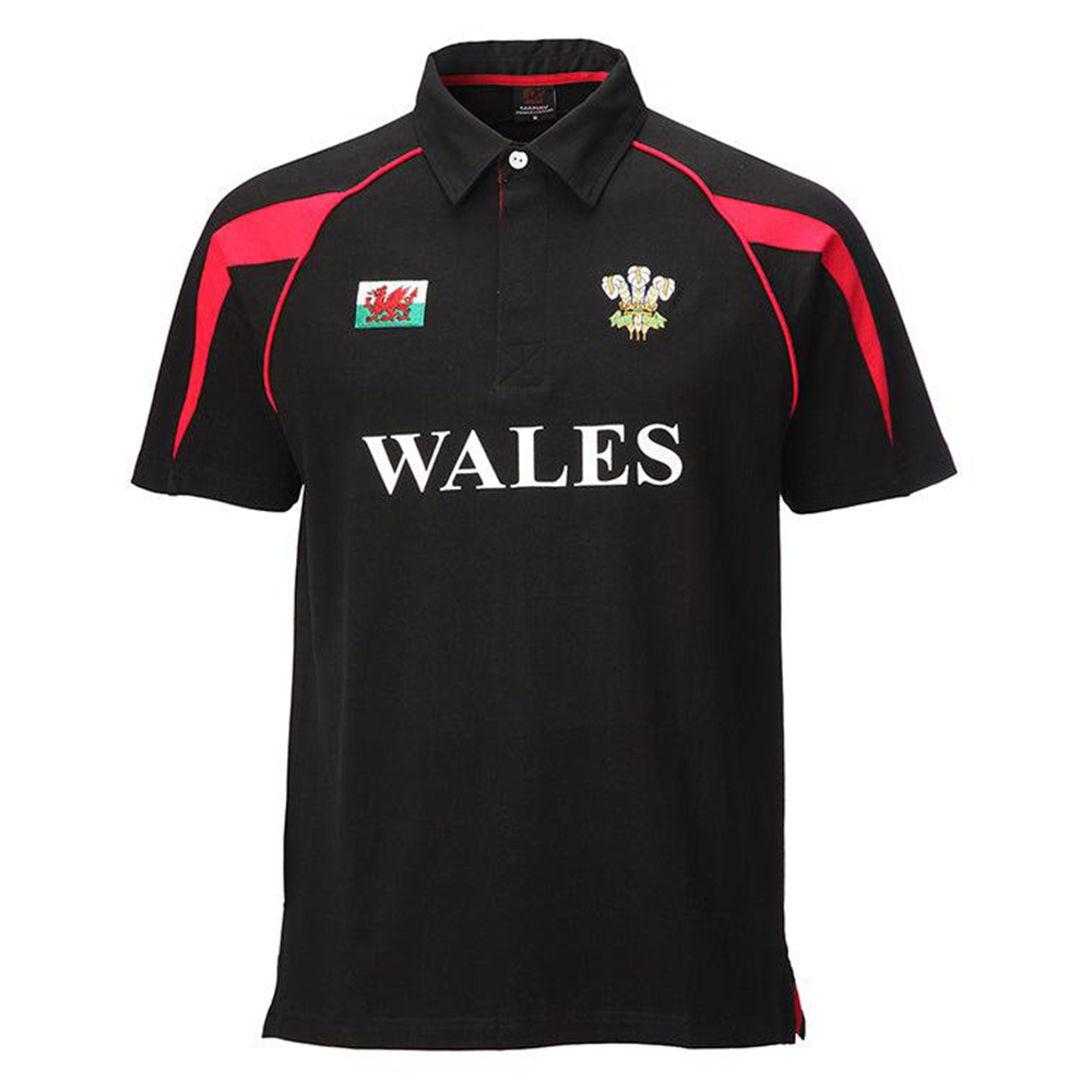 Babies Black Poly Style WALES Rugby Shirt