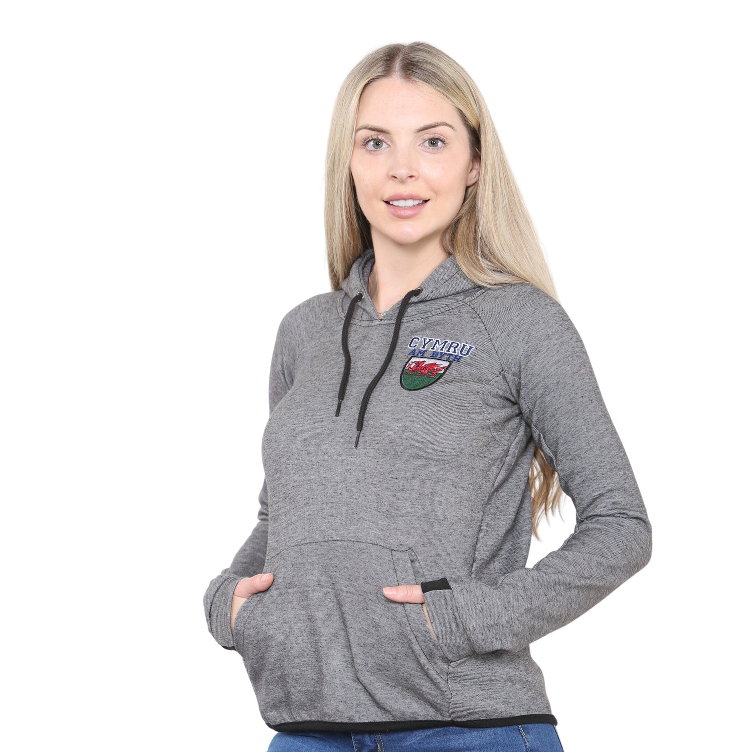 Ladies Oxford Style Light Grey Hoodie