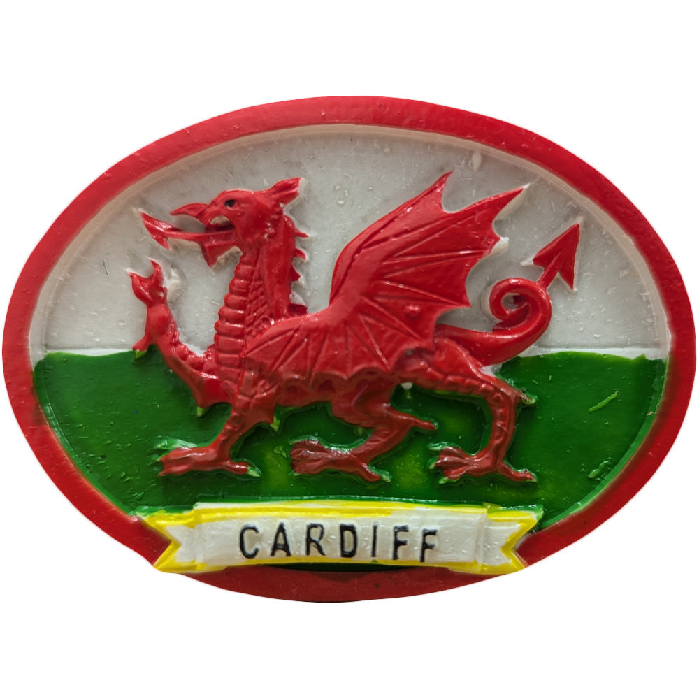 Oval Flag Cardiff Resin Magnet (RSN19)