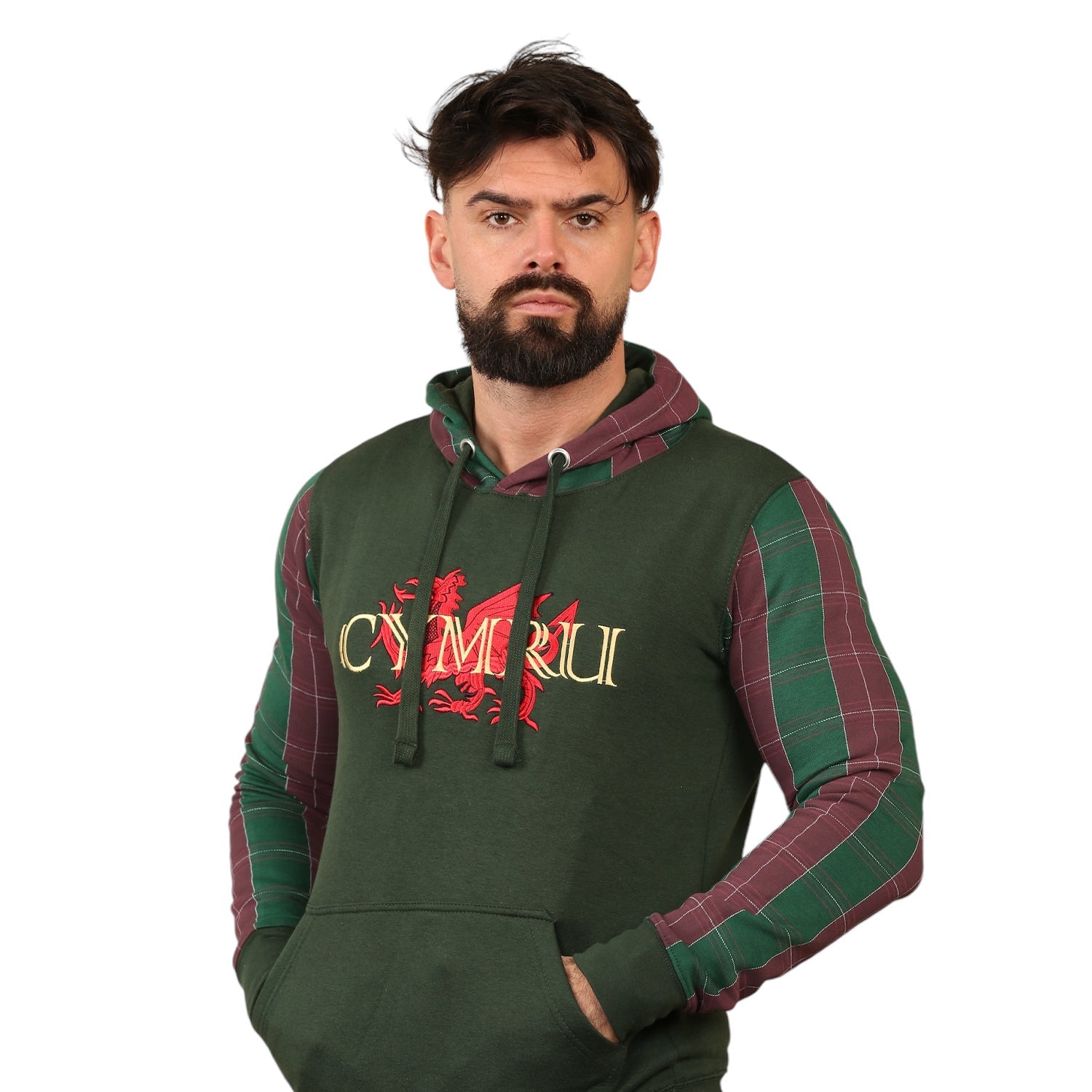 New Gold Cymru Tartan Sleeve Hoodie