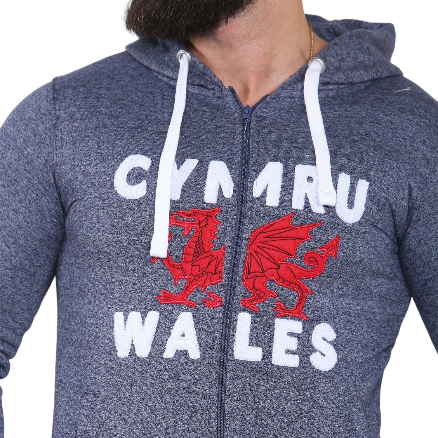 Cymru Wales Towelling Full Zip Marl Hoodie