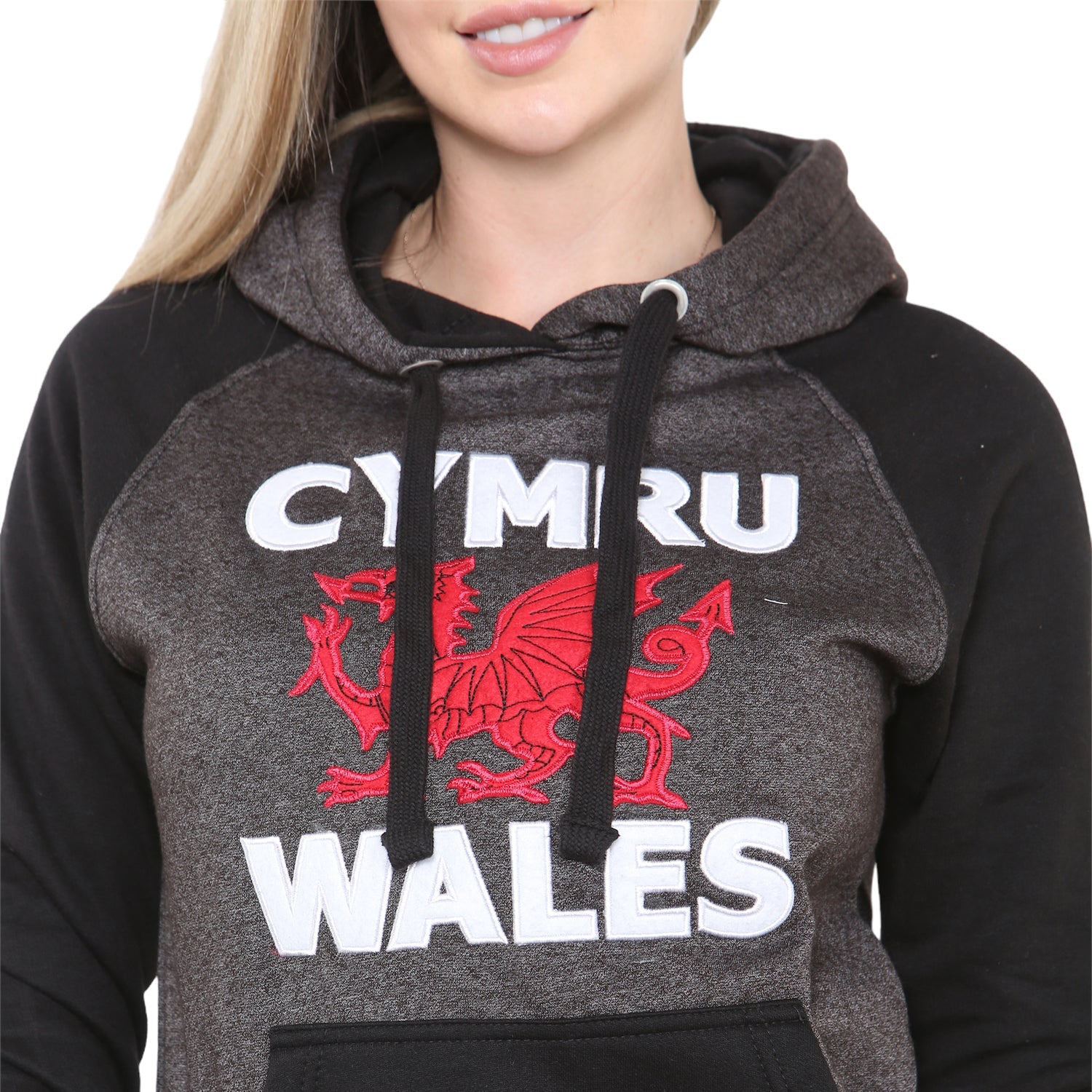 Ladies Cymru Wales Dragon Applique Hoodie