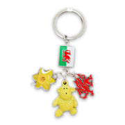 Wales Sheep Daffodil Dragon Flag Charm Keyring (KY014)